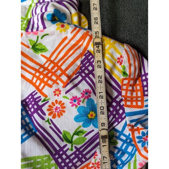 Vintage 1970s Gregg Draddy Psychedelic Dayglow Floral Hawaiian Suit Jacket Sz S - Picture 7 of 7